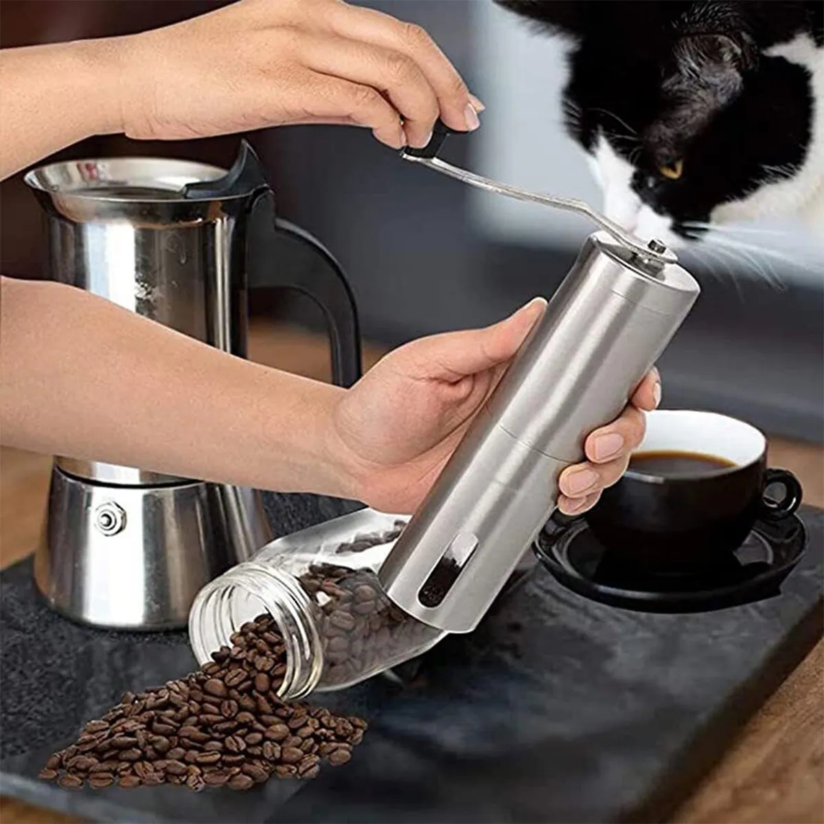 In Stock Nice Stainless Steel Manual Conical Coffee Grinder 4