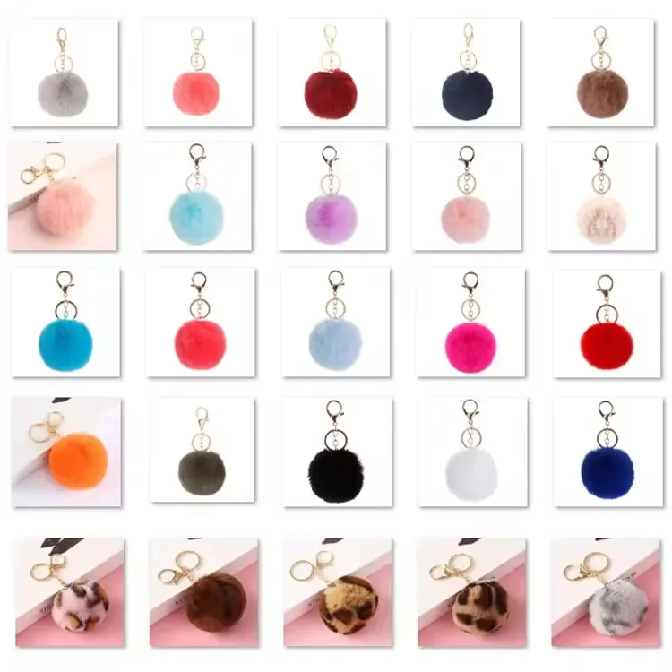 Pom Fur Ball Keychain Fluffy Accessories 5