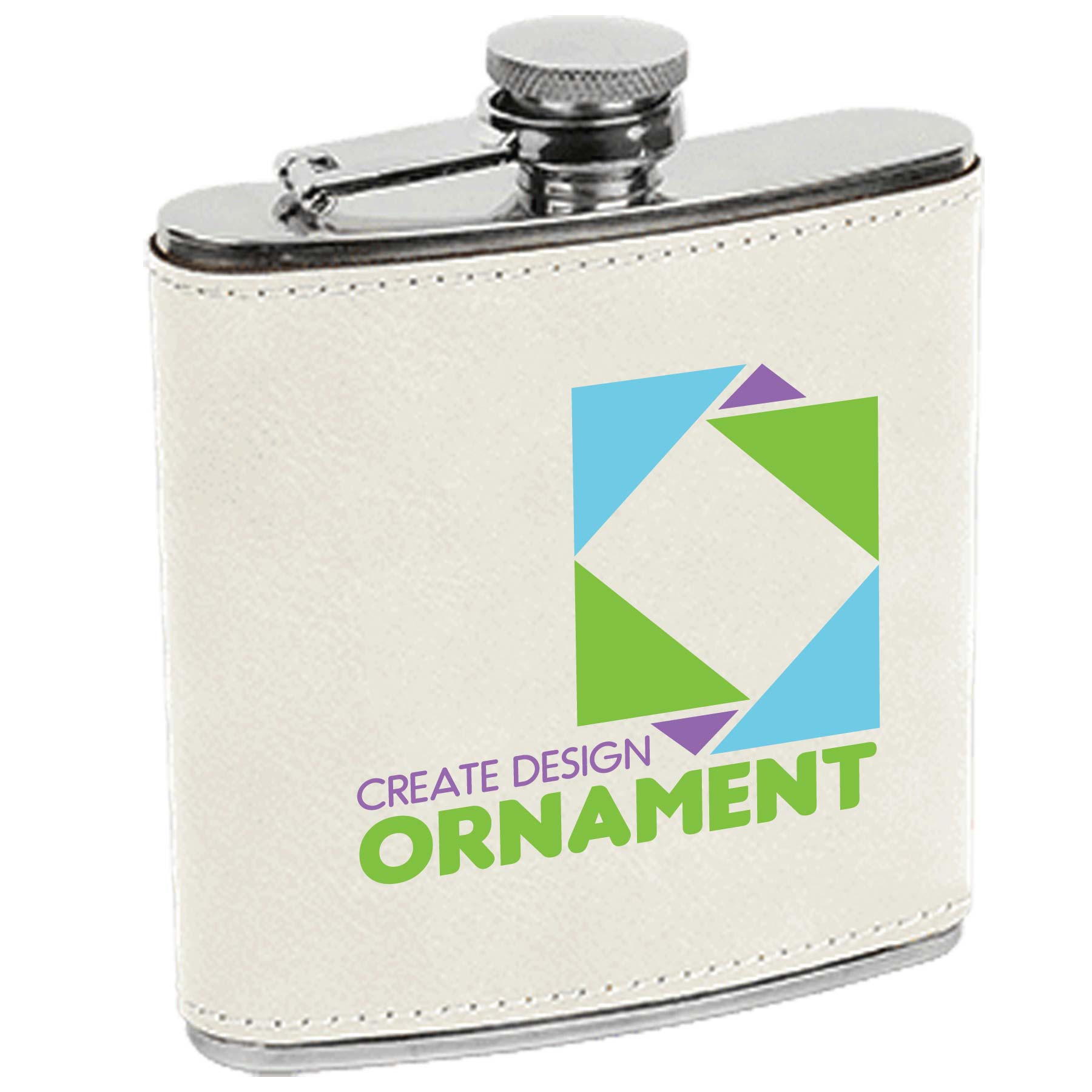 White Leatherette Stainless Steel Flask