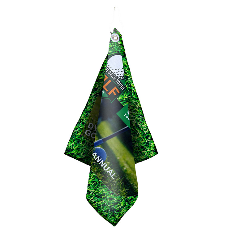 "THE WEDGE" Full Color Sublimation Recycled RPET 300 GSM Heavy Duty Golf Towel – 12" W x 12" H 2