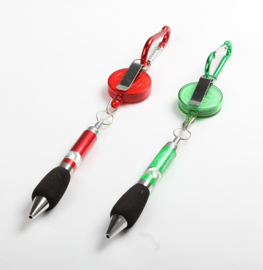 Retractable Soft Grip Metal Pen With Carabiner 2