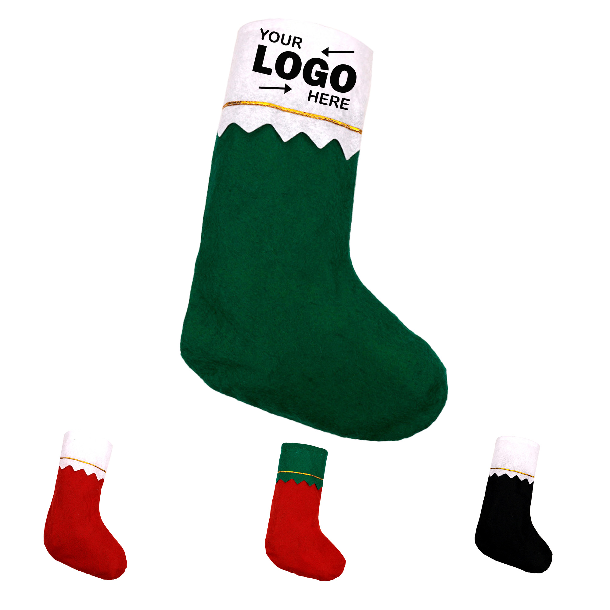 Multi-Color Christmas Stockings with Festive Gold Trim 2