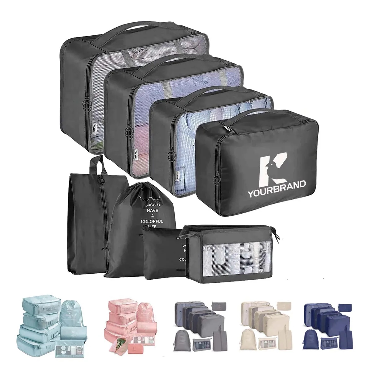 8pcs Waterproof Mesh Travel Luggage Packing Organizer 3