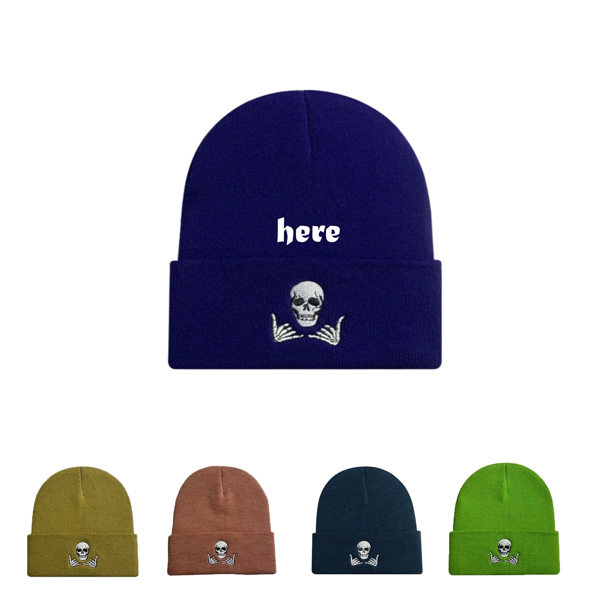 Warm Unique Skull Pattern Beanie Knit Winter Hat 2