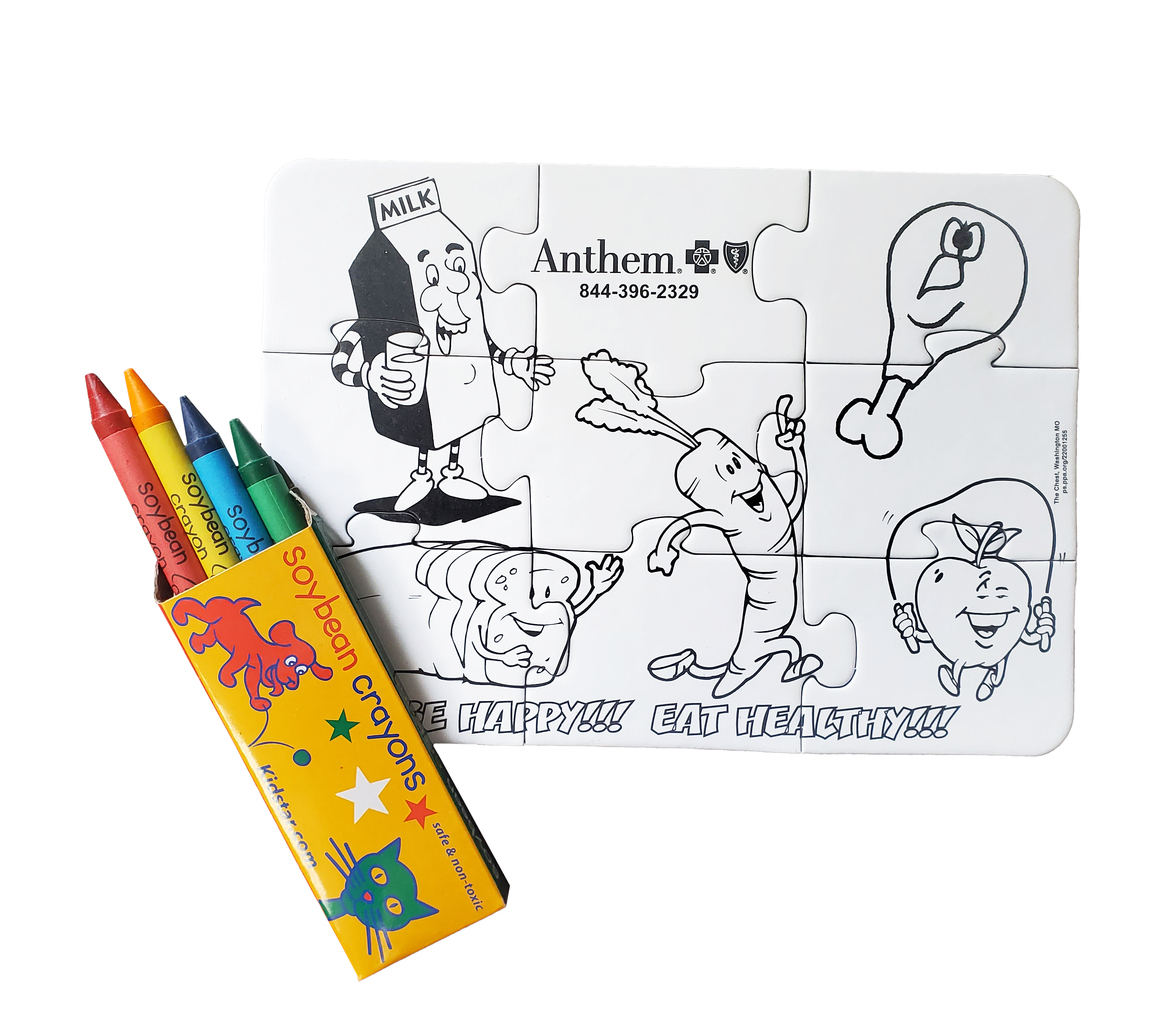 9 Pieces - 5" x 7" Coloring Puzzle - Healthy Eating 2