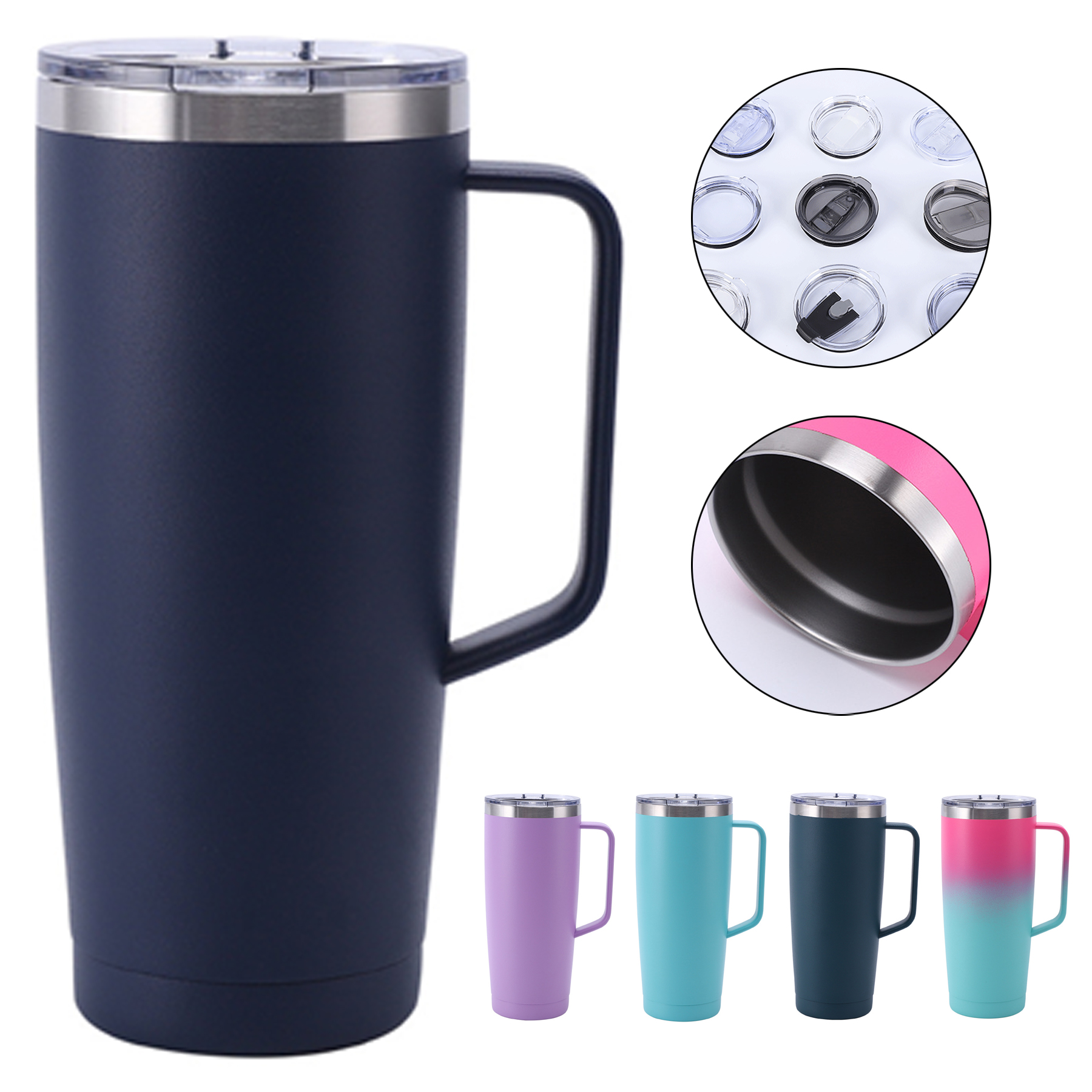 24oz Insulated Travel Coffee Mug with Handle 1