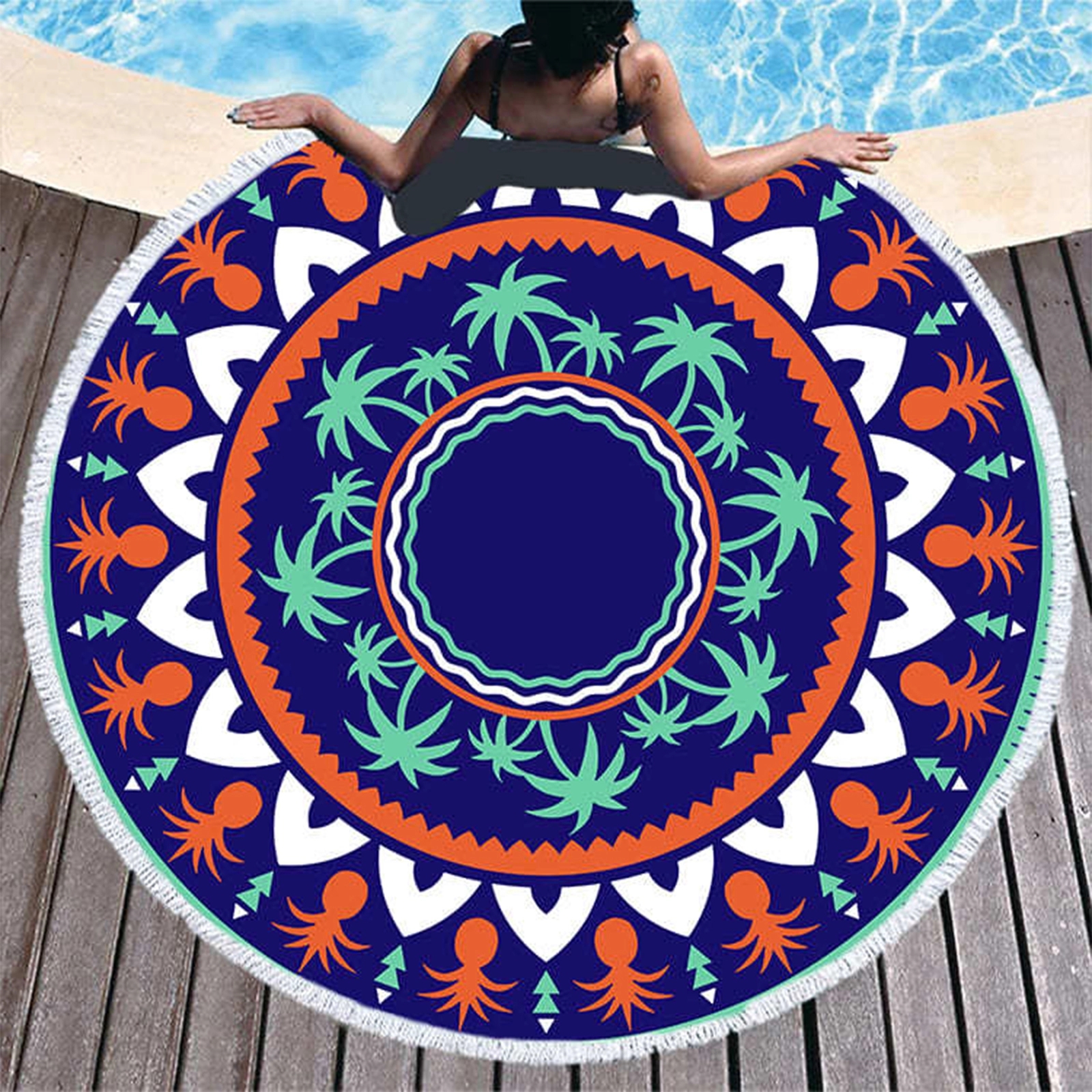59 Inch Microfiber Fabric Round Beach Towel 4