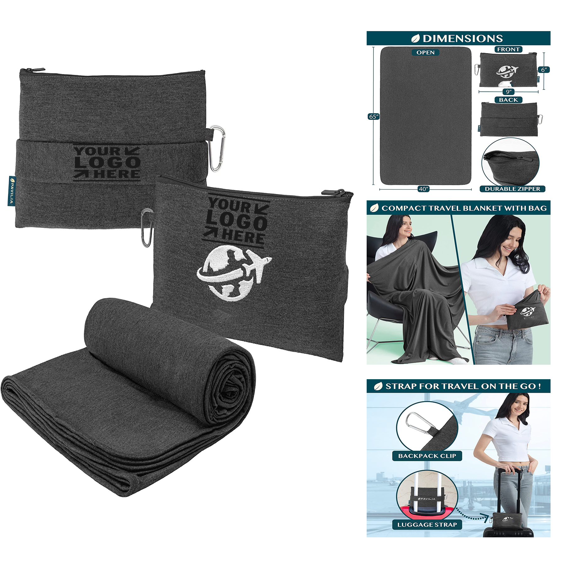 Soft Compact Travel Blanket and Pillow