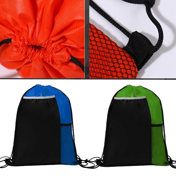 Non-Woven Pocket Sports Pack, custom drawstring bag with logo imprint 5