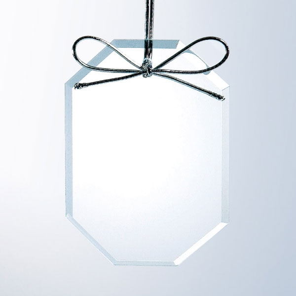 Beveled Clear Glass Ornament - Long Octagon 2