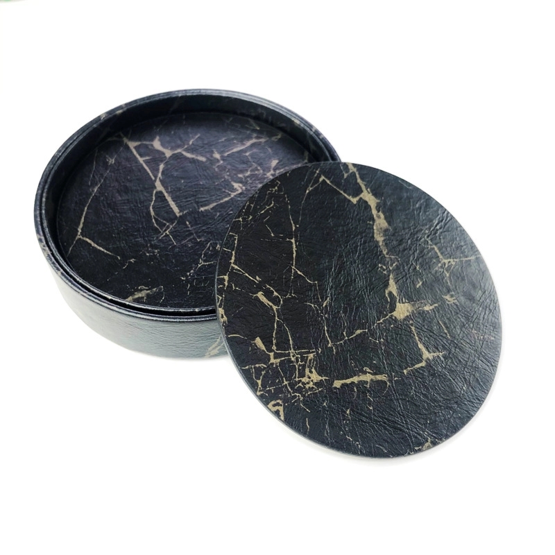 Custom 6 PCS Premium PU Leather Coaster 7