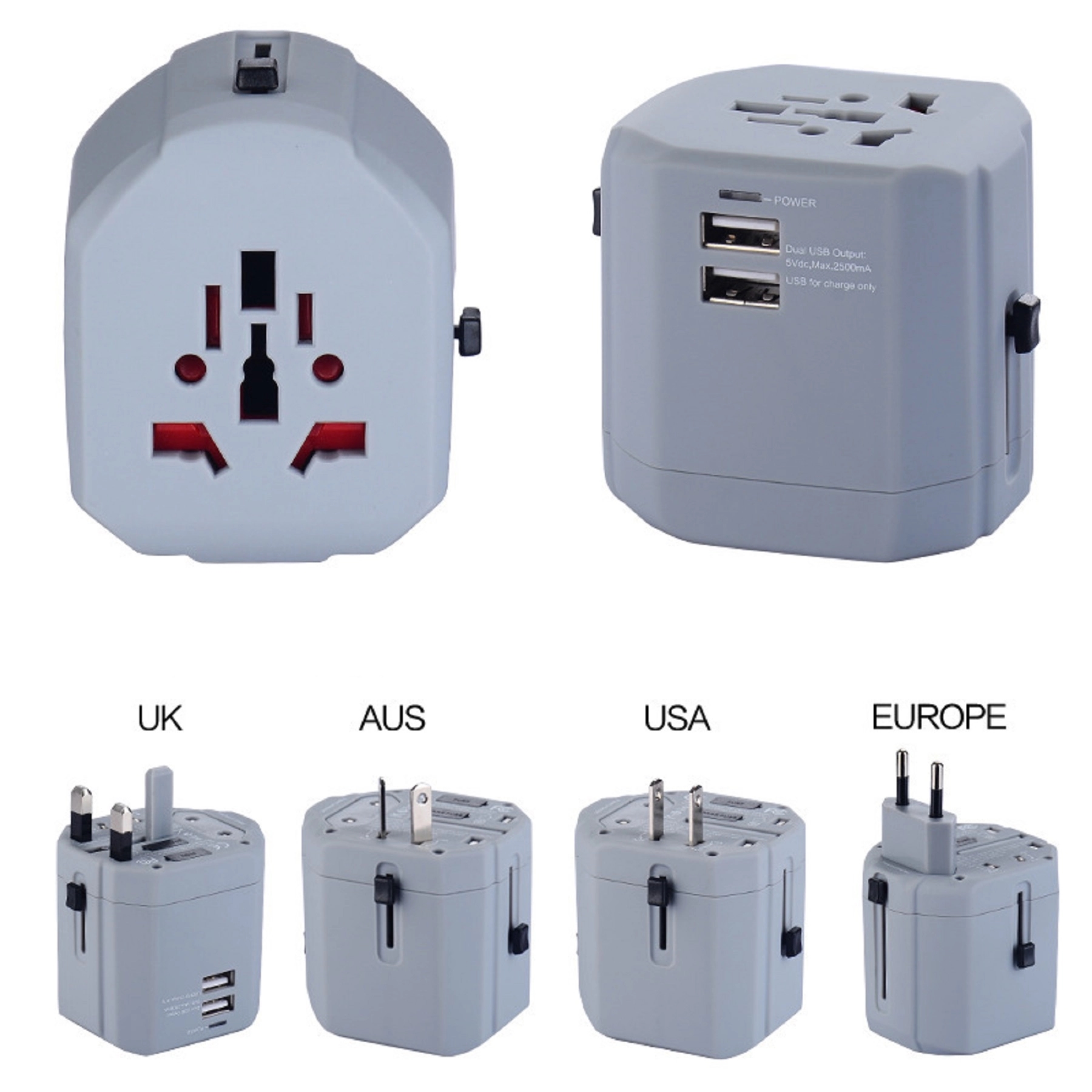World Travel Adapter Plug with 2 USB Ports 6