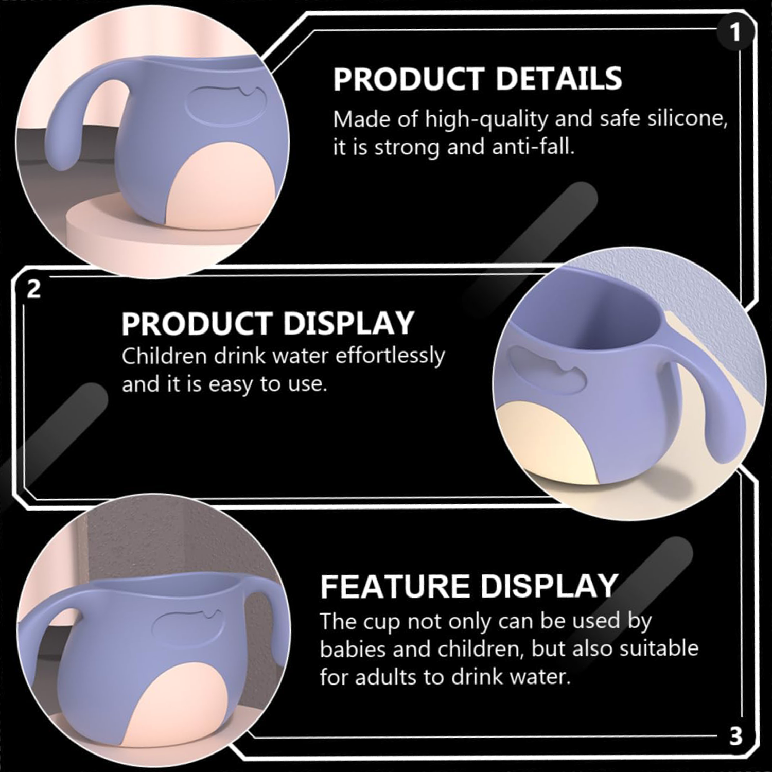 Silicone Toddler Drinking Cup with Handle 3