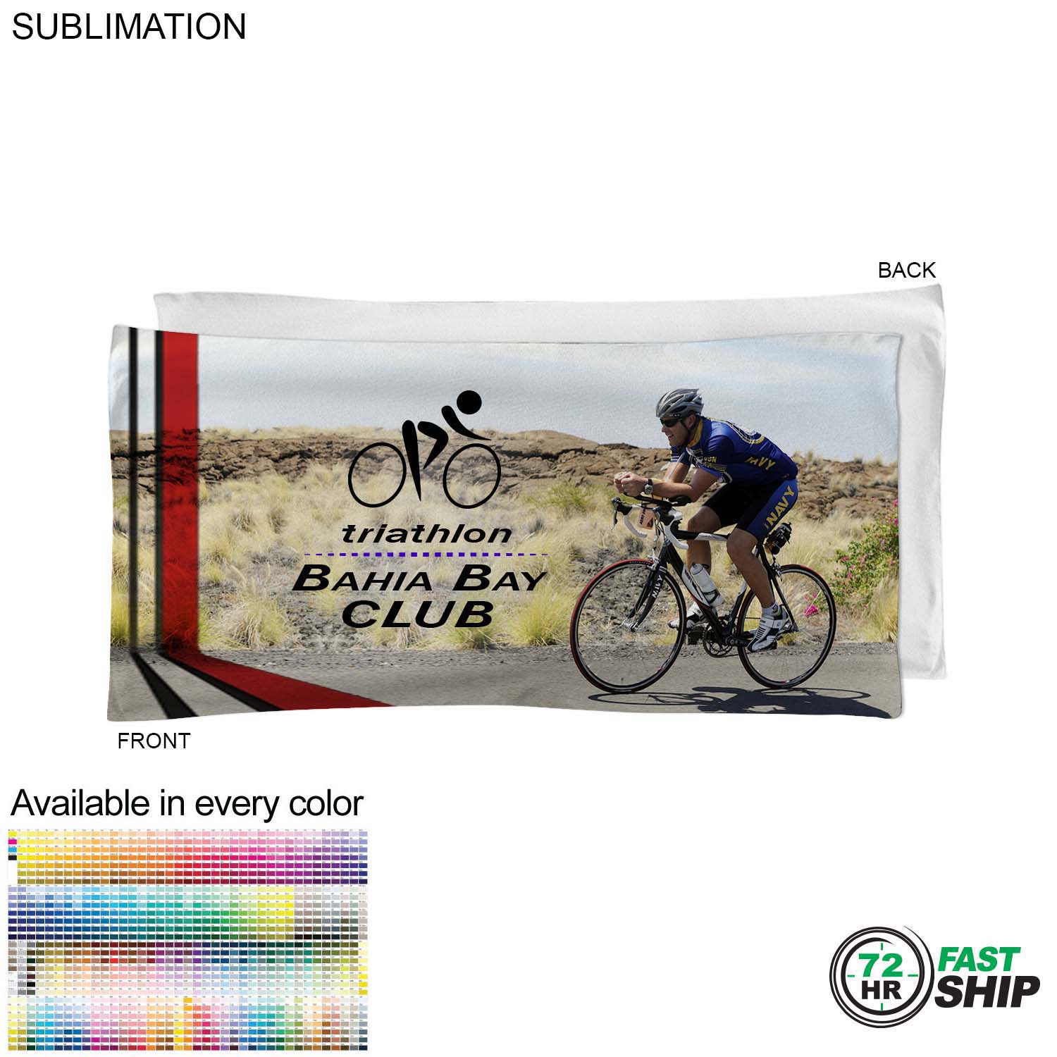 72 Hr Fast Ship - Absorbent Microfiber Dri-Lite Terry Cycling Towel, 20x40, Sublimated 2