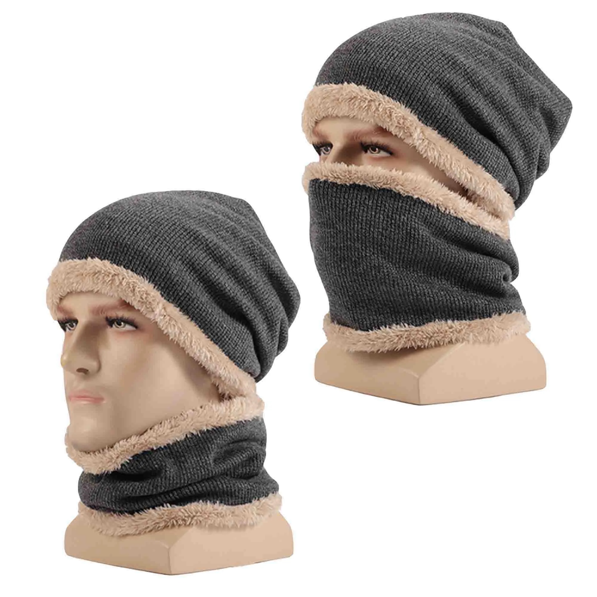 Winter Beanie Warm Hat Set with Neck Warmer Scarves