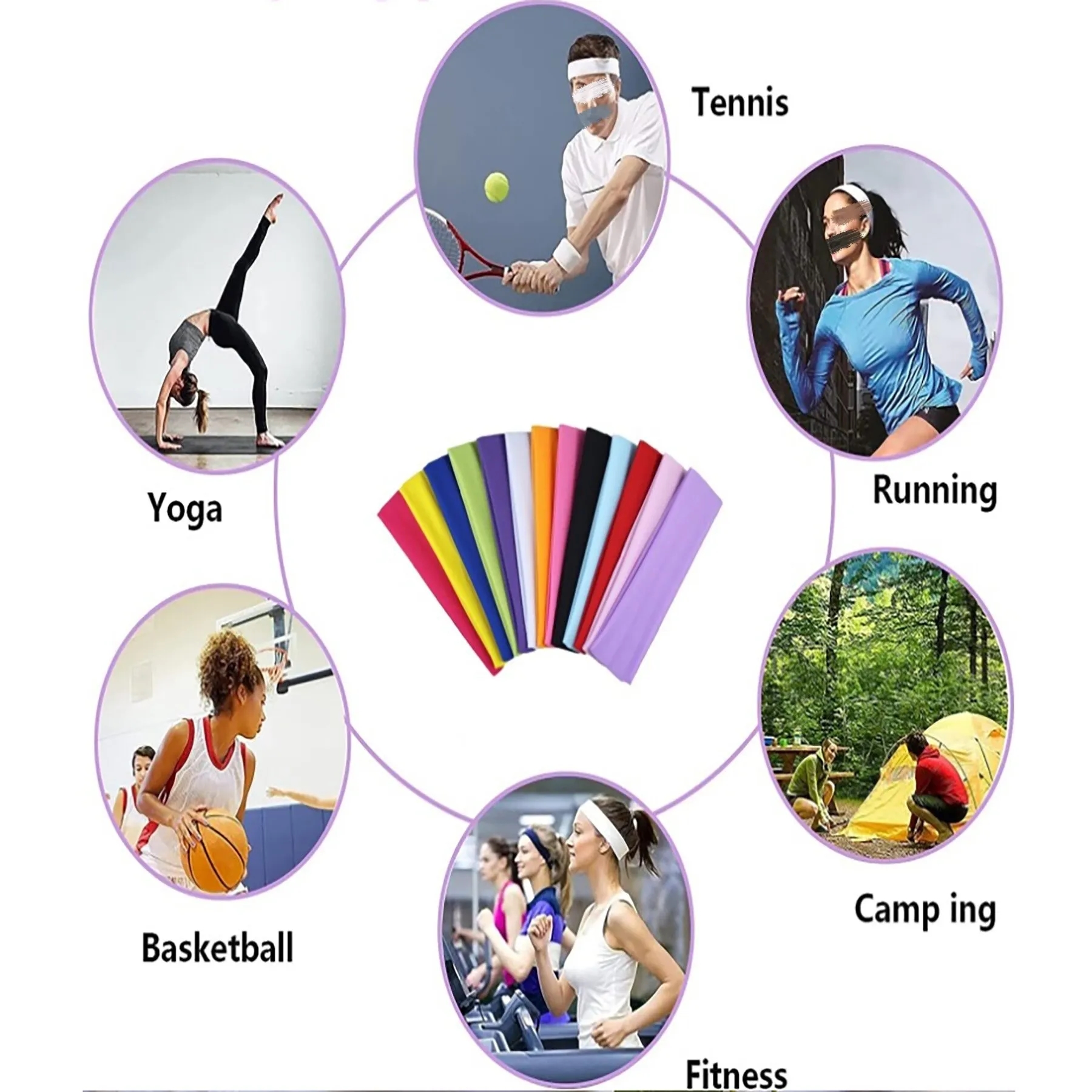 Solid High Stretch Headband Yoga Exercise Hair Accessories 5
