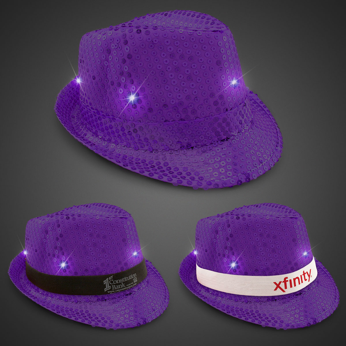 Purple Sequin LED Fedora(blank) 3