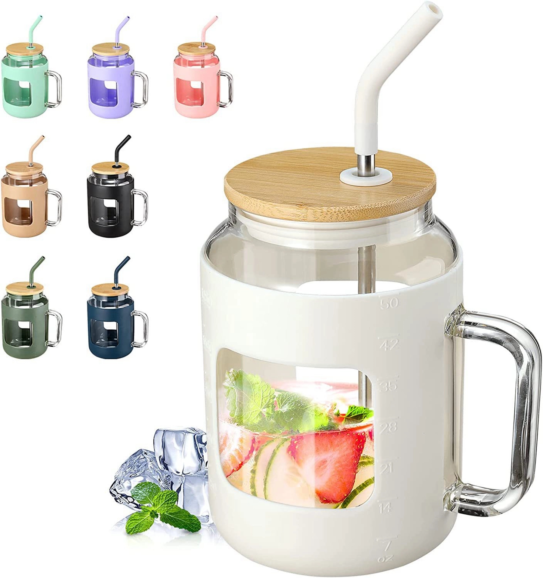 50 Oz. Glass Tumbler with Bamboo Lid and Straw 15