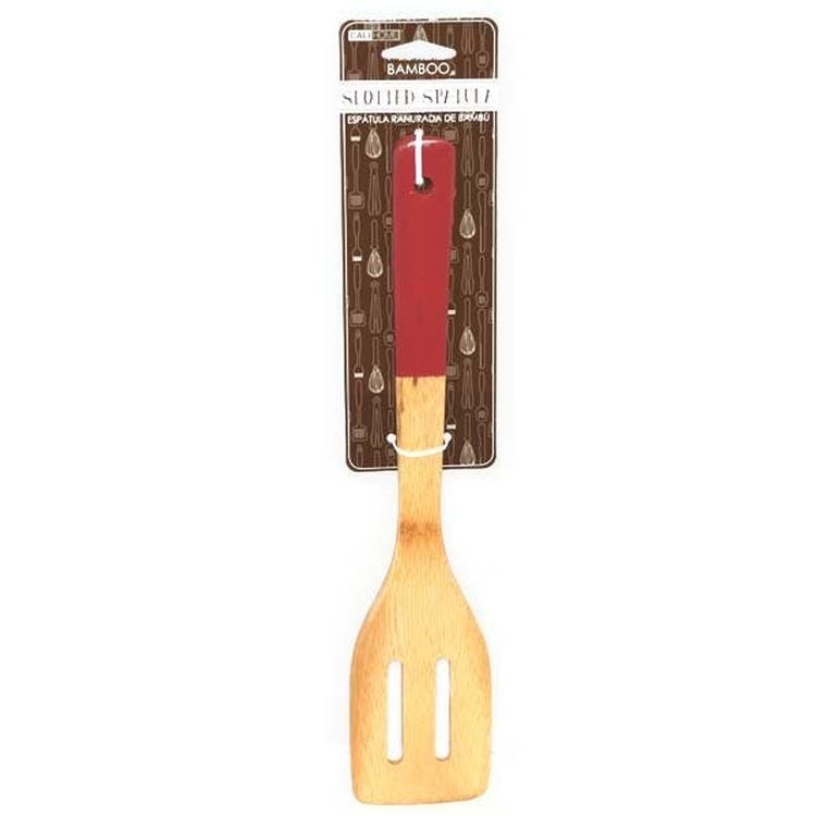 Bamboo Slotted Spatula - Red 2
