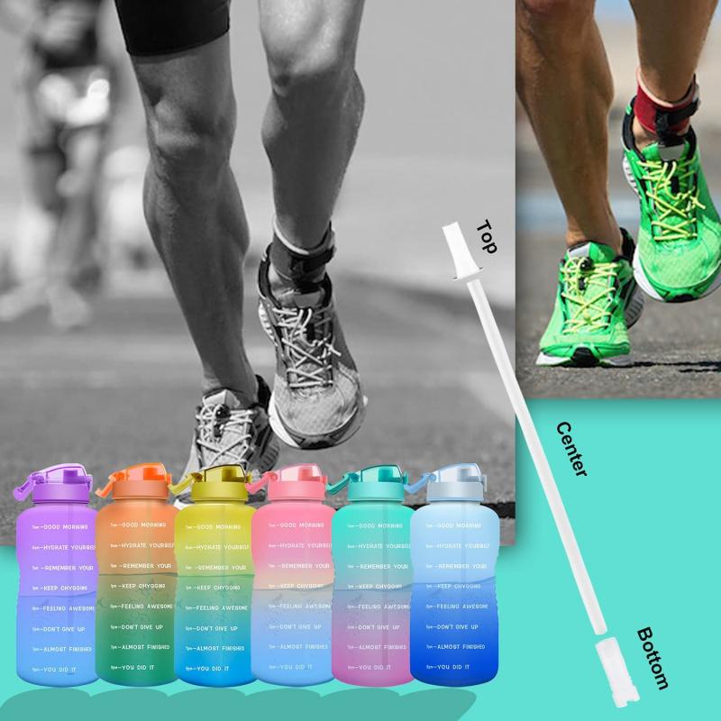 Color Changing 1 Gallon Motivational Water Bottle w/Straw & Time Marker 5