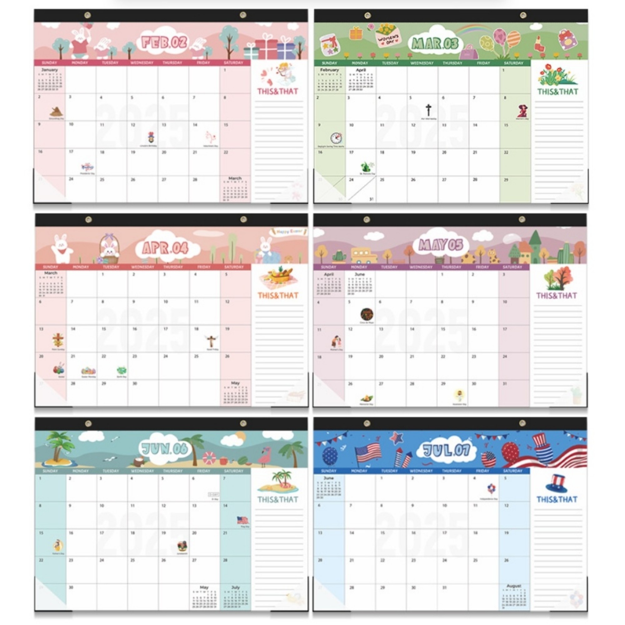 18 Months 17"*12" Cartoon Wall Calendar From Jan 2025 To June 2026 1