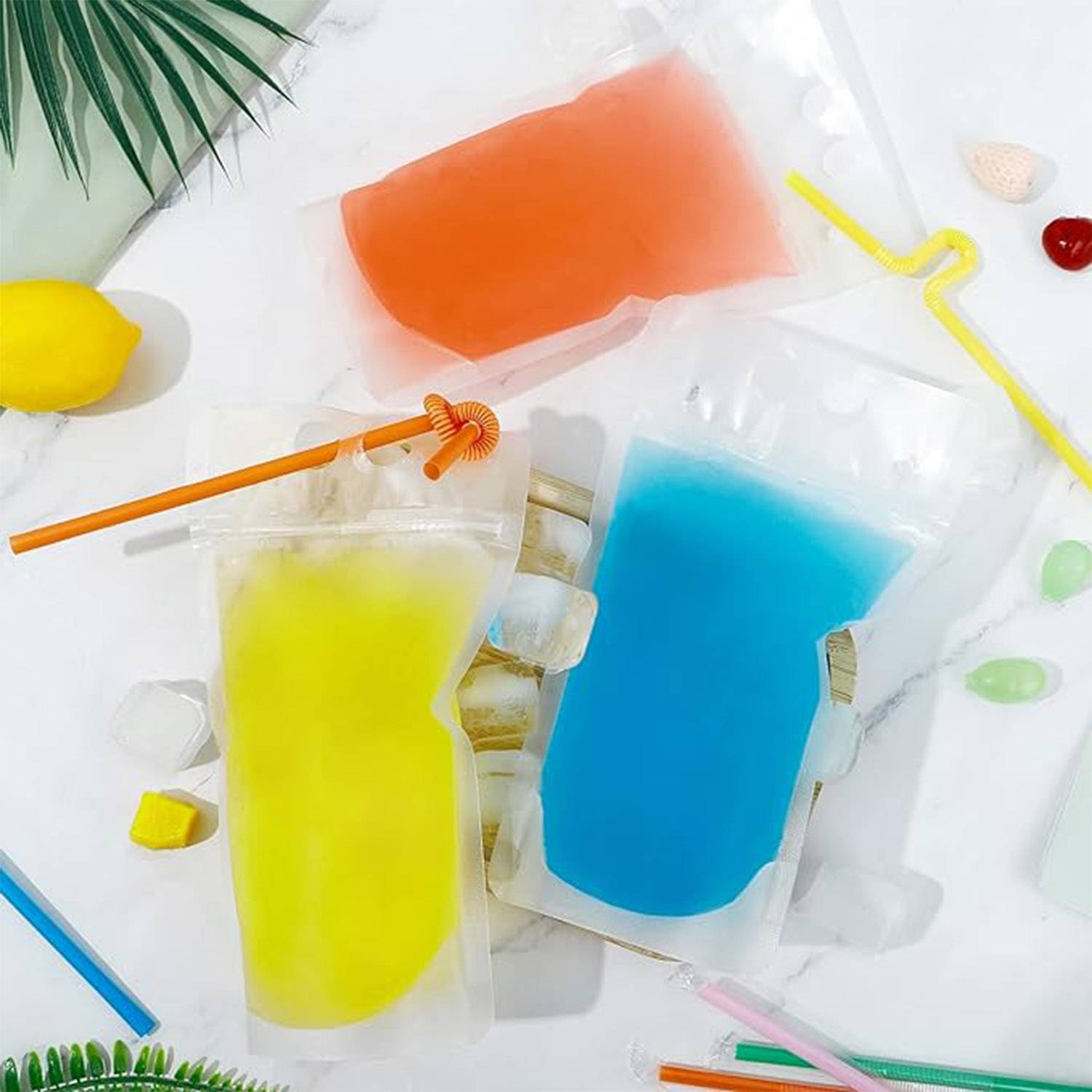 25oz Hand-held Closable Zipper Drinking Pouches With Straw 6