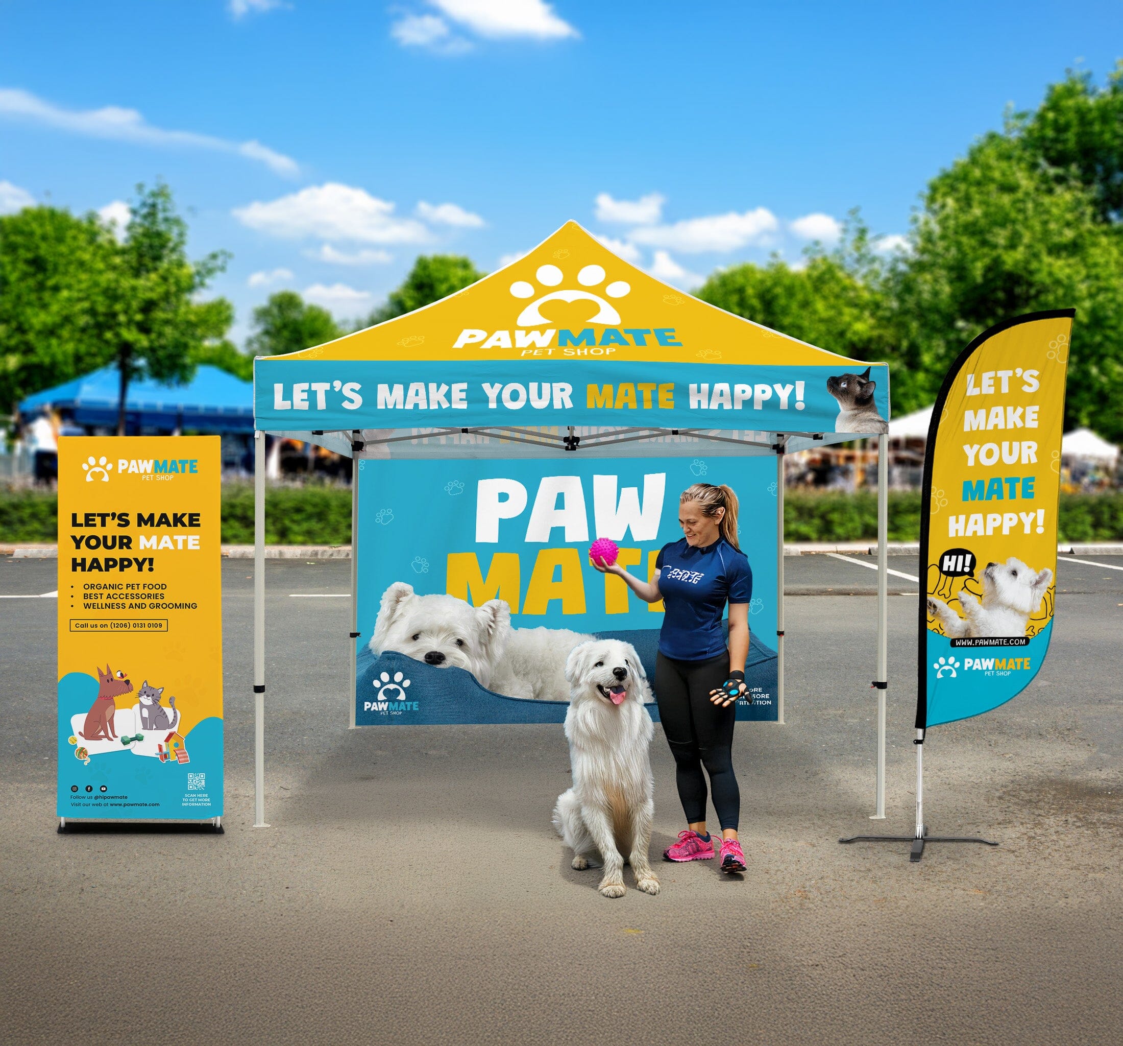 10ft x 10ft Custom Canopy Tent - W/ Walls, Flag & Banner Stand 3