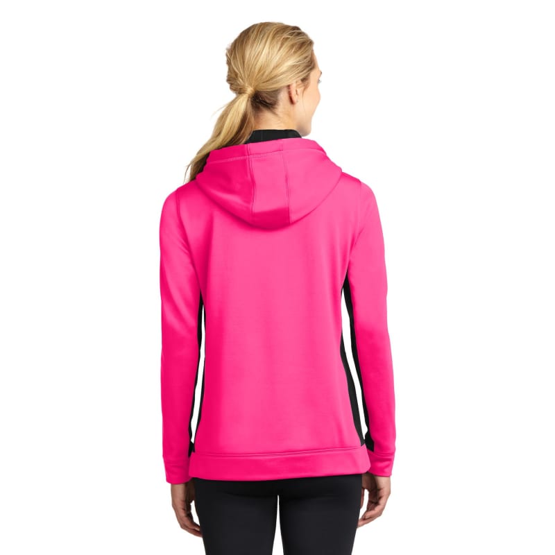 Sport-Tek Women's Sport-Wick Fleece Colorblock Hooded Pullover. 44