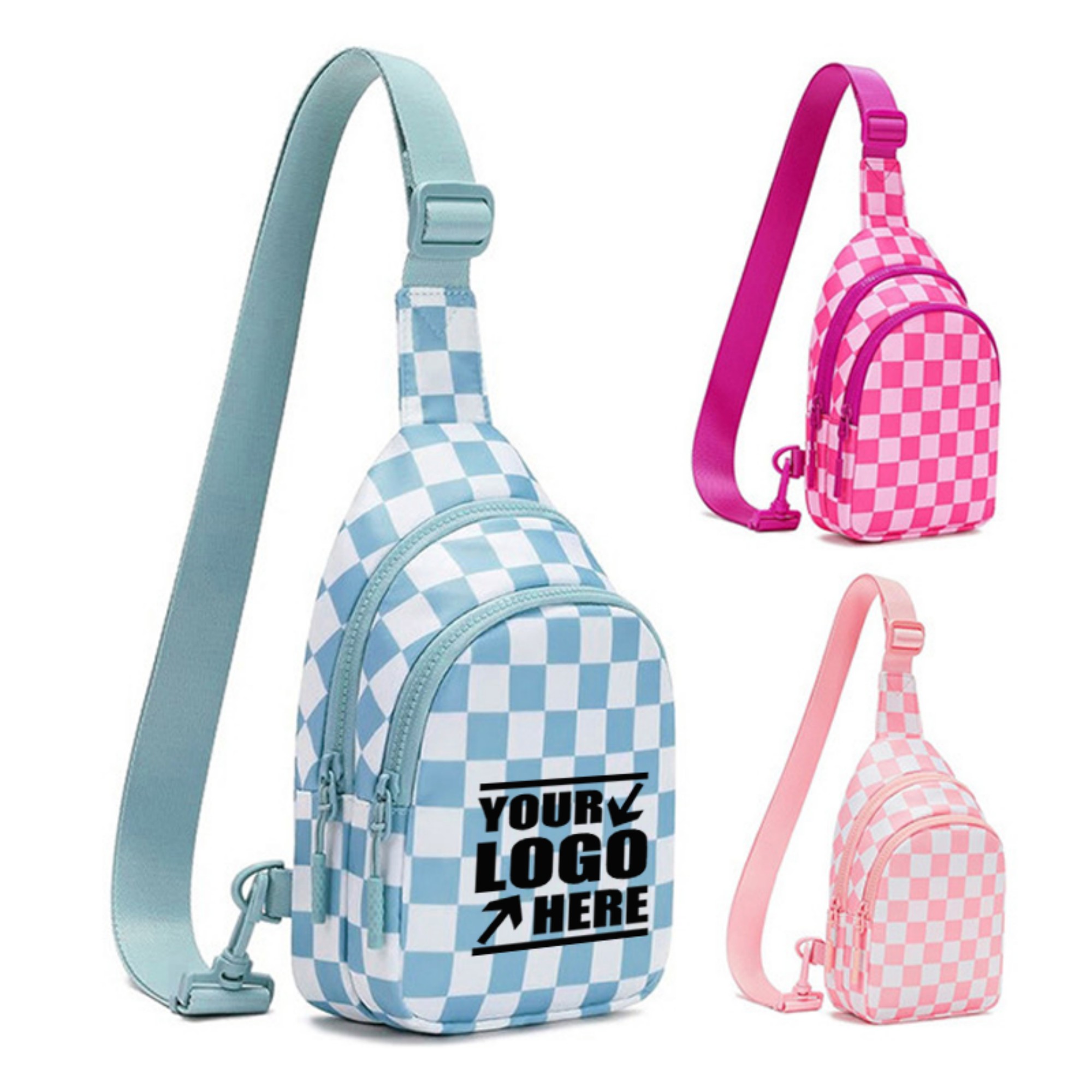 Outdoor Nylon Chest Bag With Grid Pattern 5