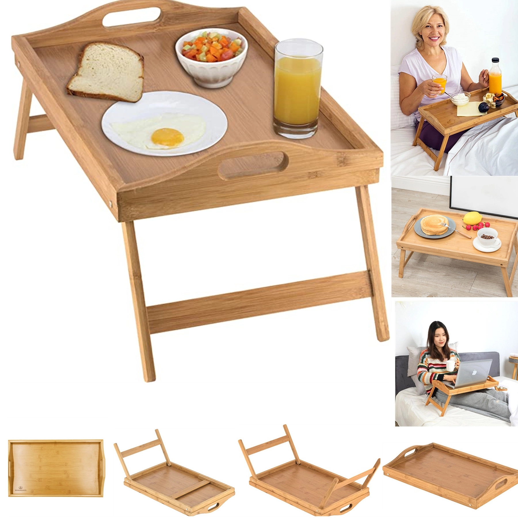 Collapsible Bamboo Bed Tray 2