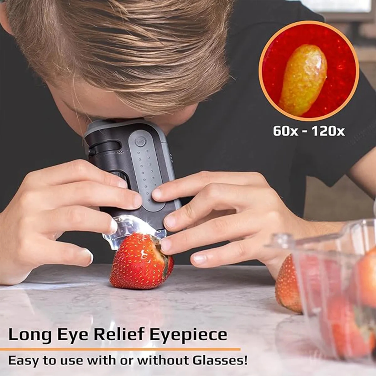 Lighted Pocket Portable Science Lab Handheld Microscope 5