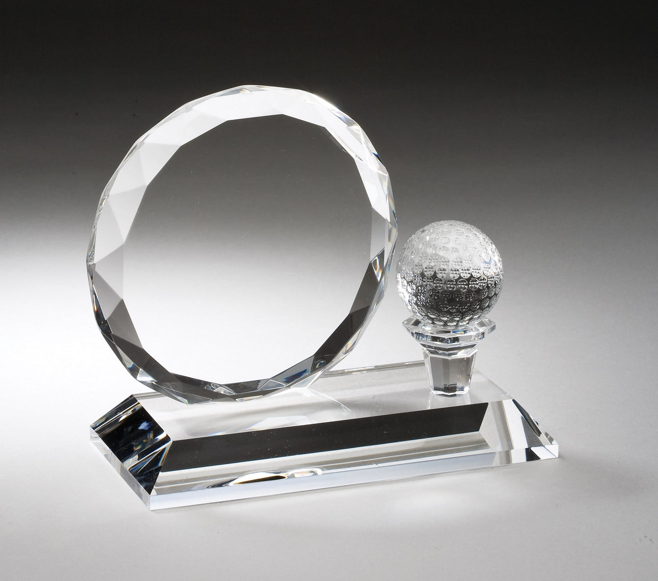 Crystal Golf Ball And Faceted Circle 6" X 5¼" 2