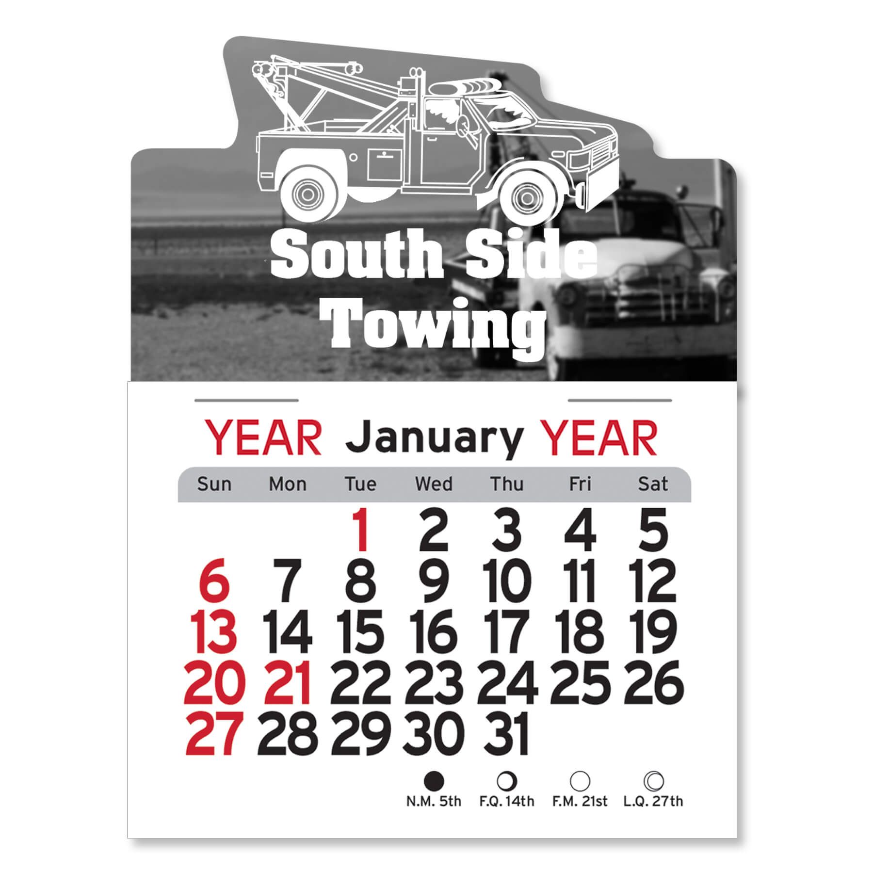 Adhesive Peel-N-Stick® Calendar - Tow Truck 5
