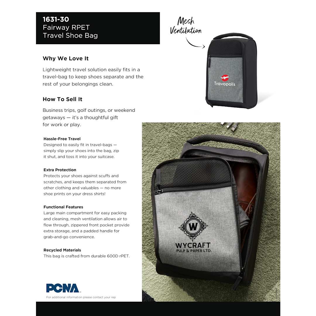 Fairway RPET Travel Shoe Bag, custom luggage with logo imprint 15