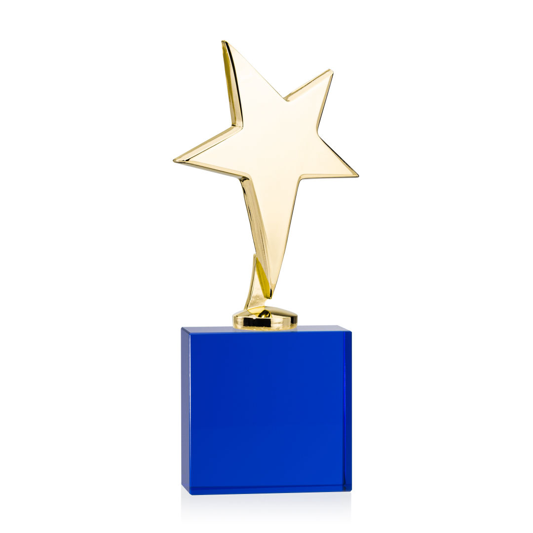Tuscany Gold Star VividPrint™ Award on Woodlawn Base - Blue 3