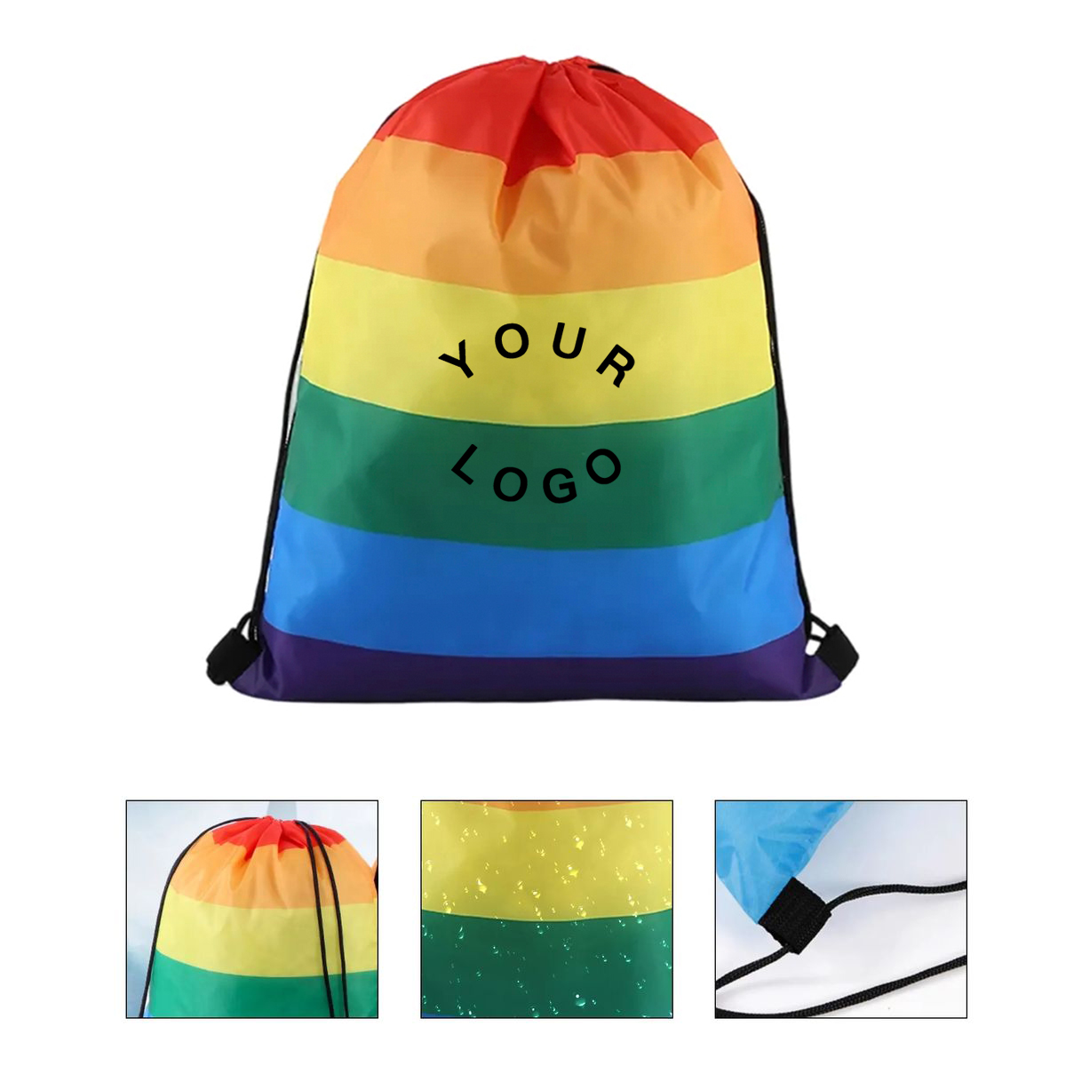 Rainbow Pride Backpack with Drawstring Strap Closure 1