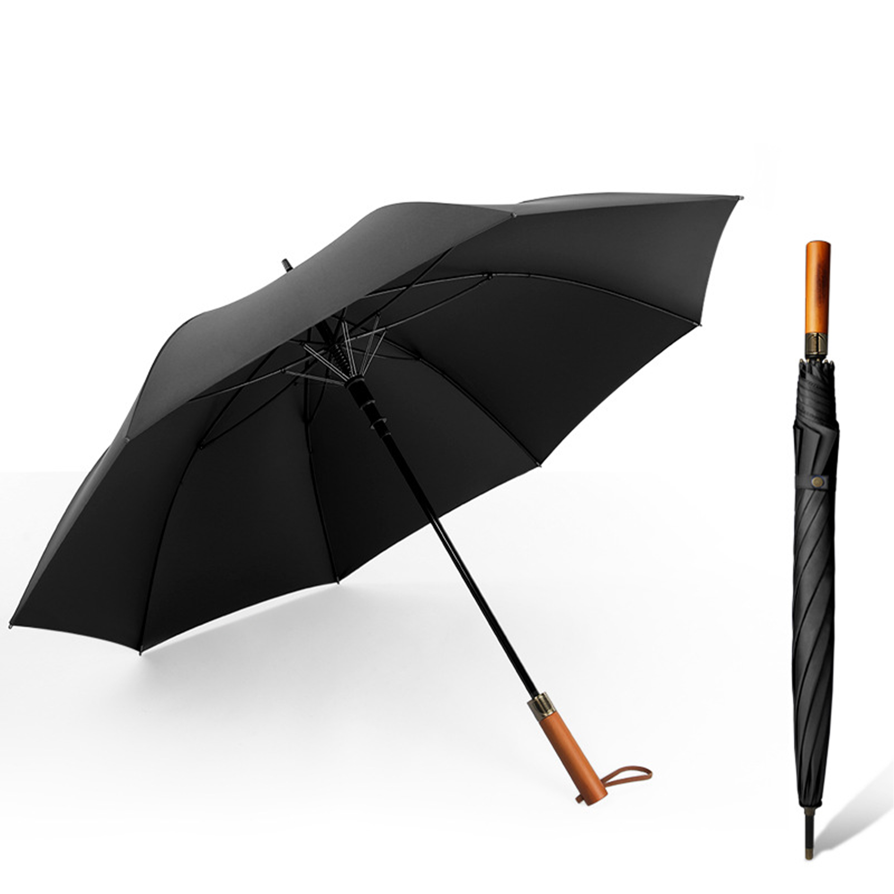 Large Umbrella with Wooden Handle for Rain 11
