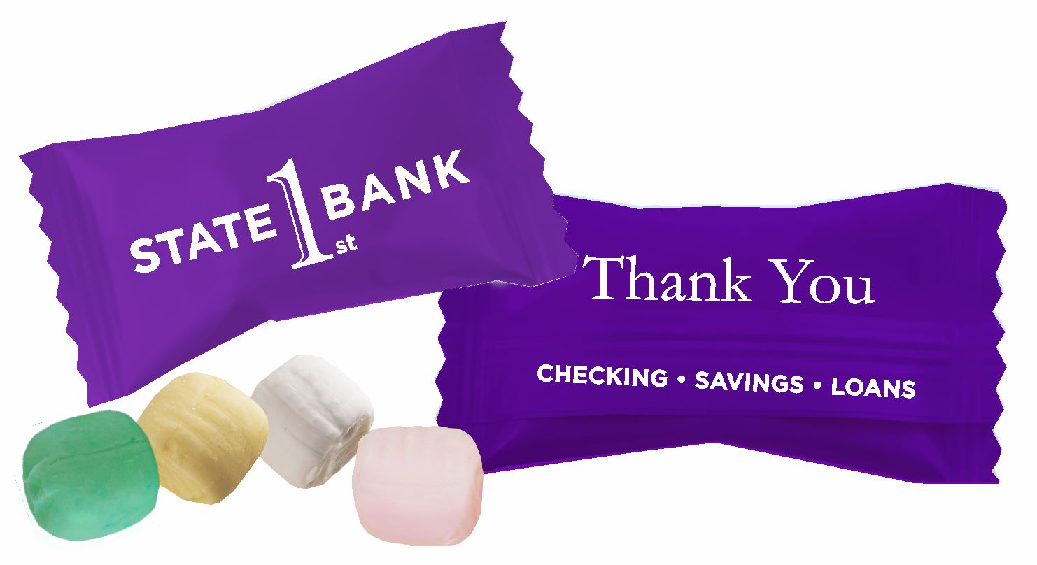 Assorted Pastel Chocolate Buttermints - Custom Wrapper 1