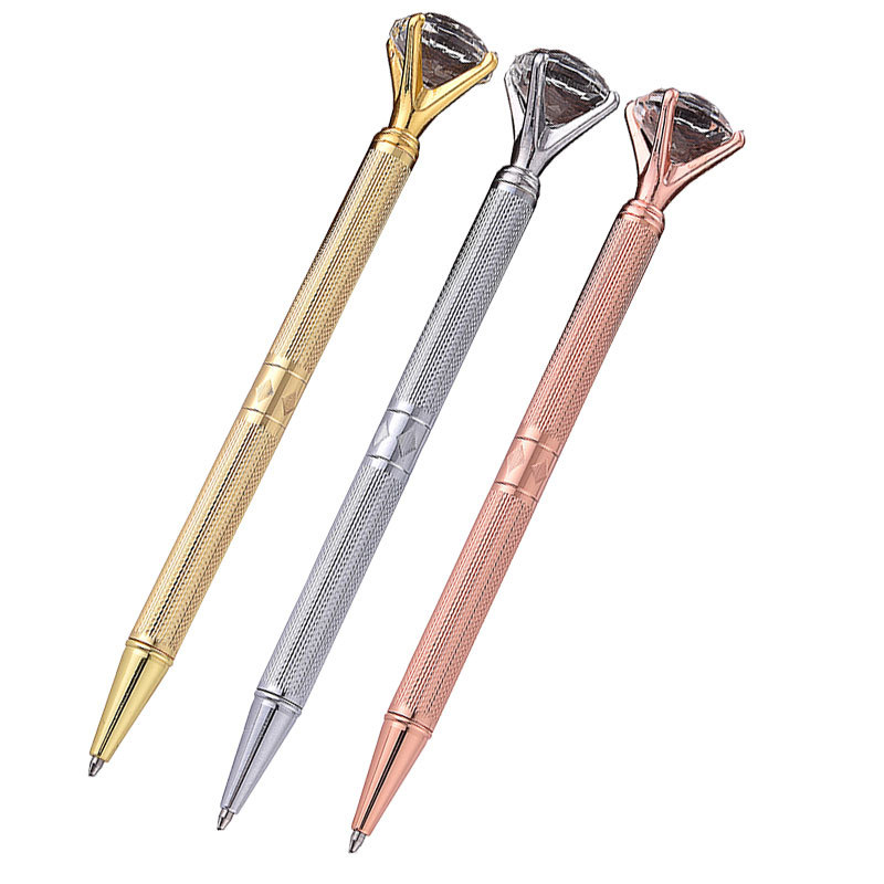 Carved Design Metal Ball Pen with Crystal Diamond 2