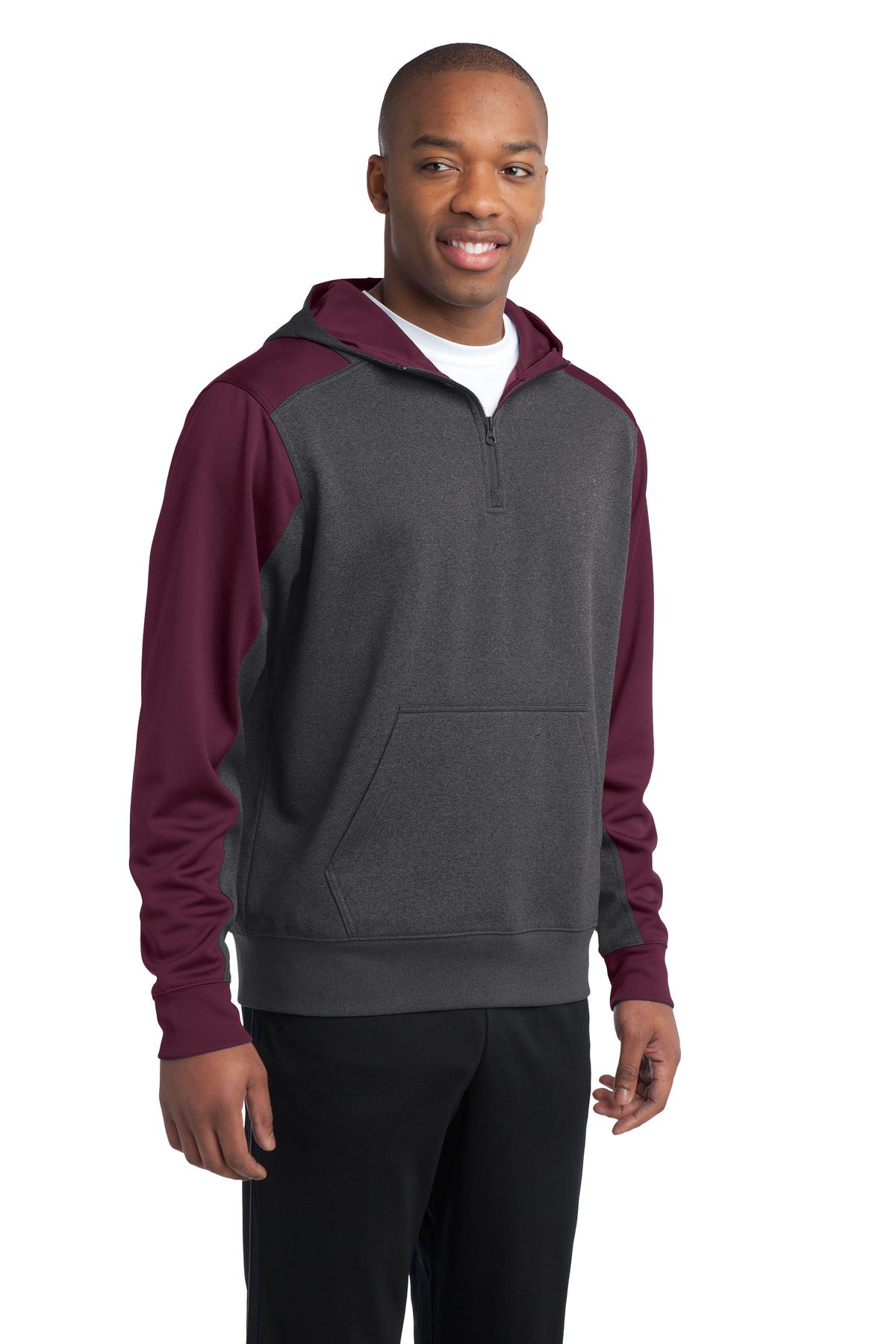 Sport-Tek Tech Fleece Colorblock 1/4-Zip Hooded Sweatshirt. ST249, custom hoodie or sweatshirt with logo imprint 39
