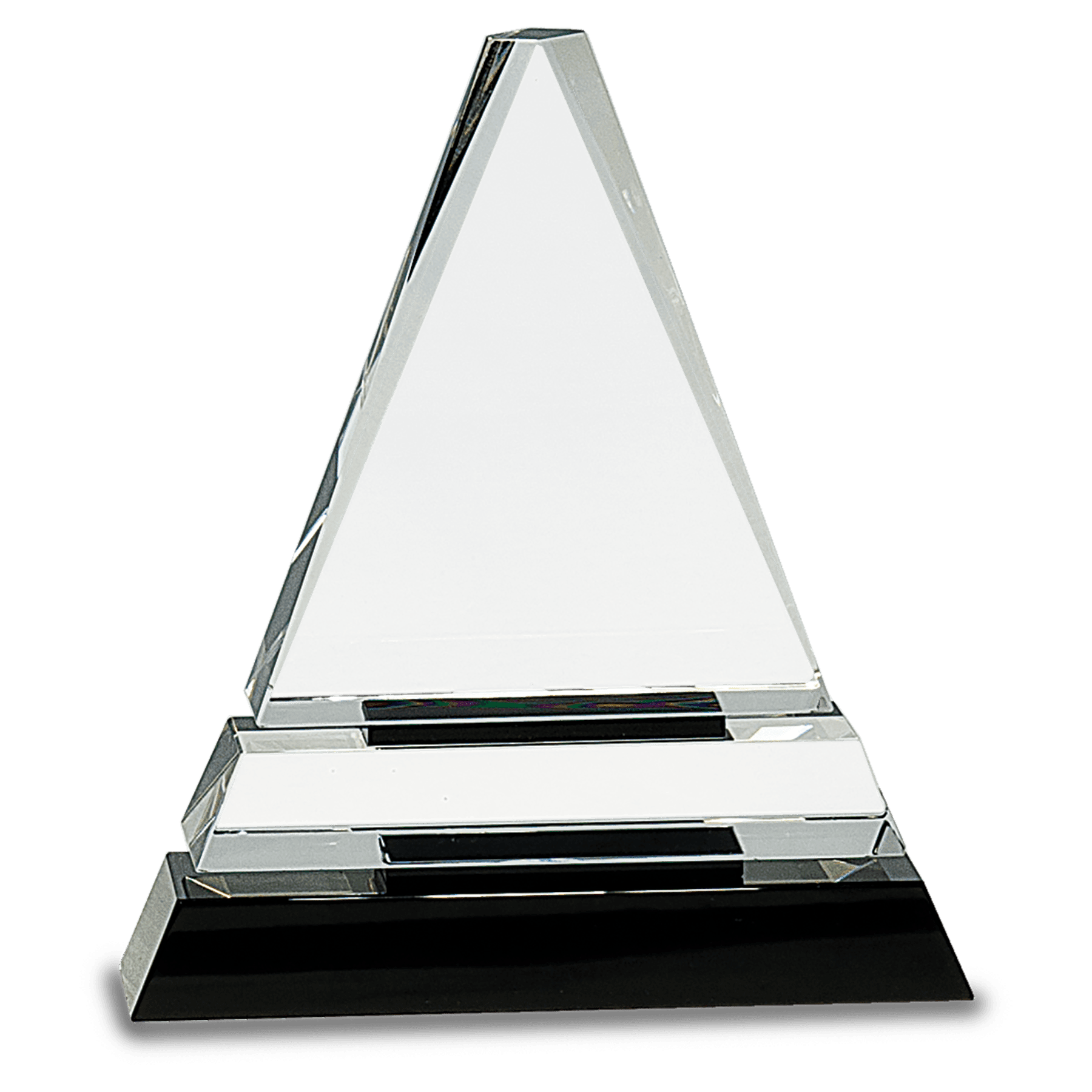 Clear Crystal Triangle On Black Crystal Pedestal Base 1