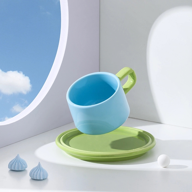 Custom 8.4 OZ. Ceramic Tea Cup Coffee Mug with Saucer Set 19