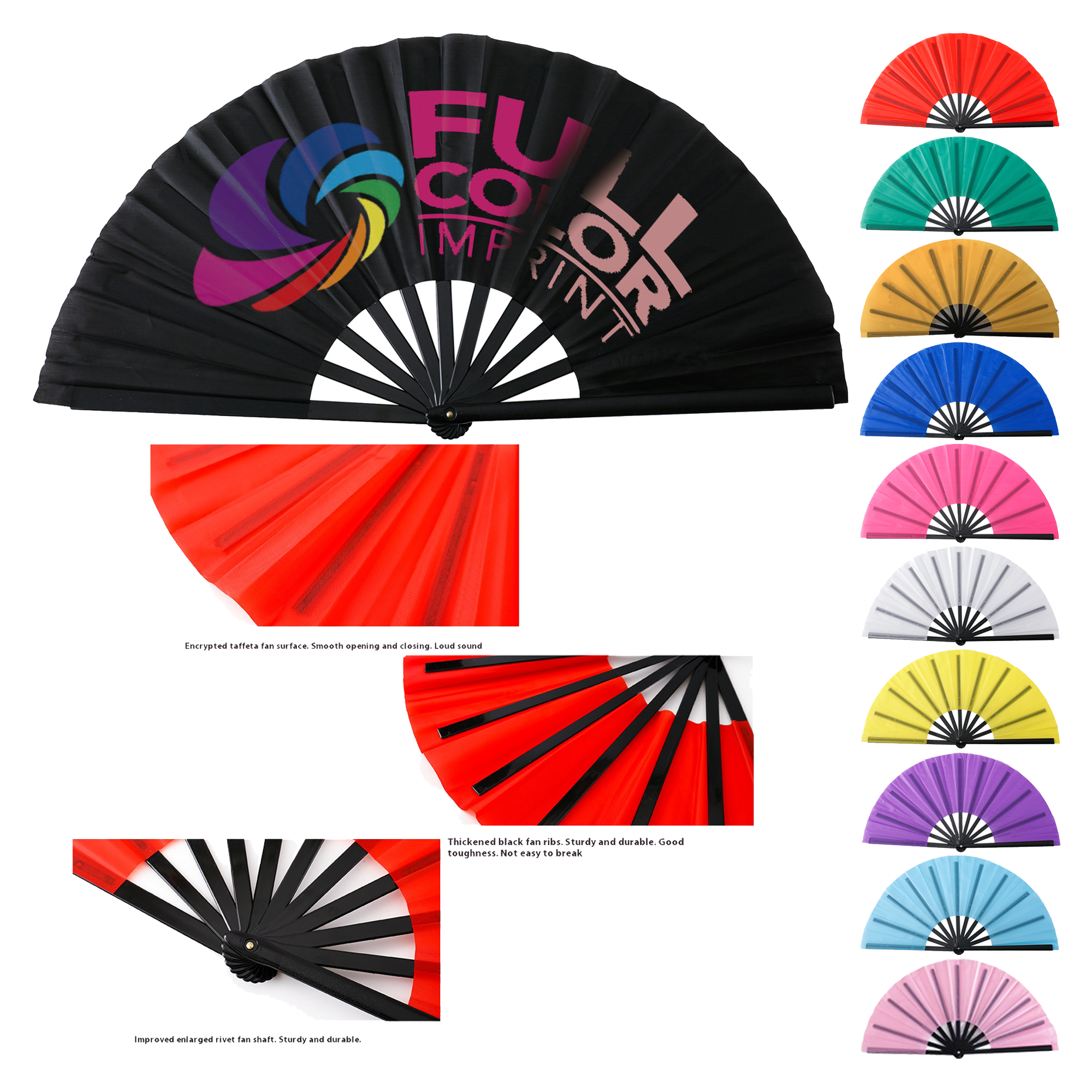 MOQ 30pcs Customizable 13-inch Full Color Silk Kung Fu Fan 1