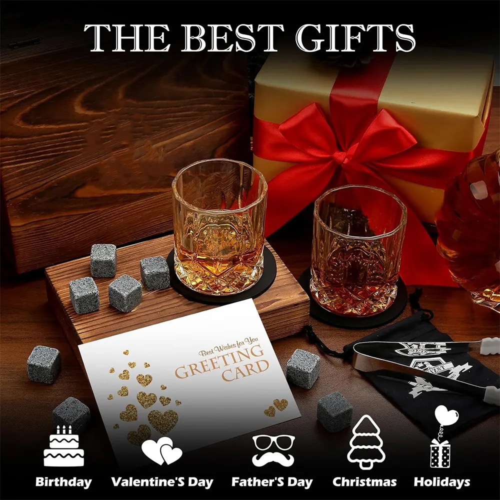Crystal Glasses Wooden Box Whiskey Set Retirement Gifts 5