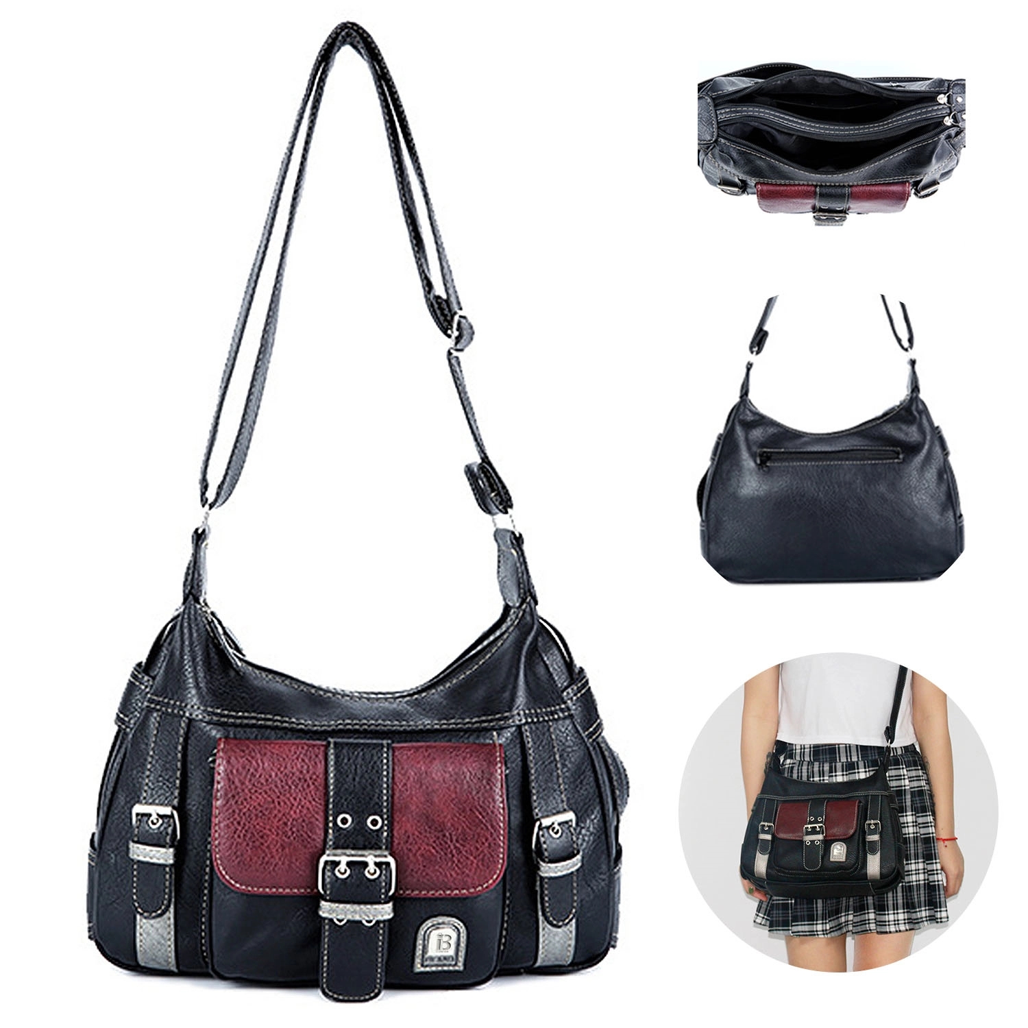 Pu Leather Large Capacity Crossbody Bag 3