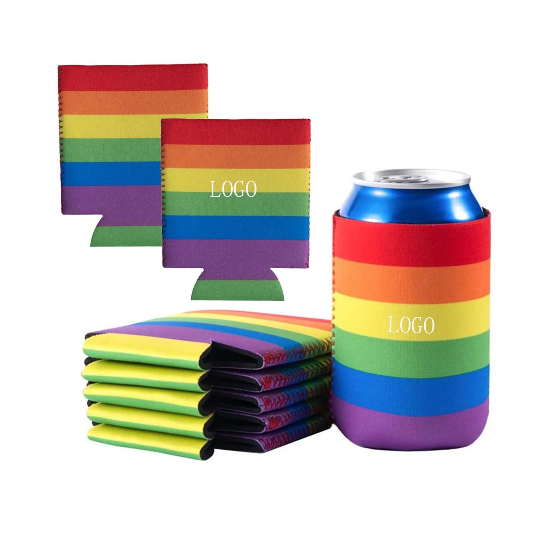 Rainbow Pride Collapsible Foam Can Cooler 1