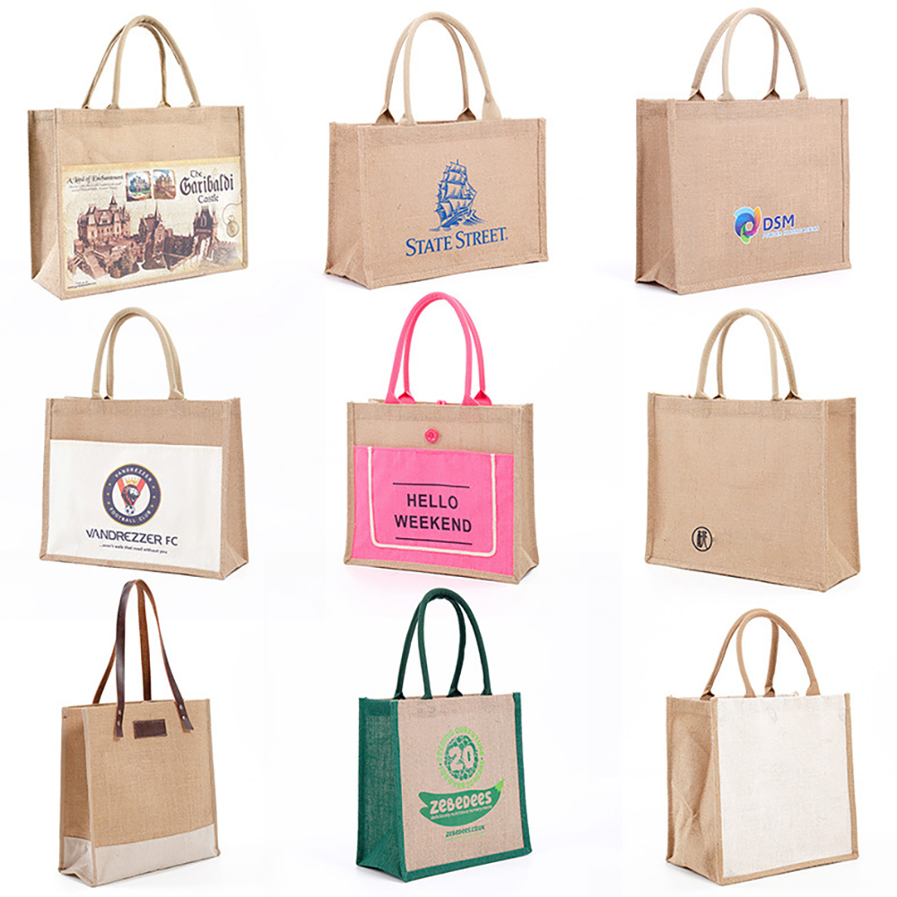 Jute Burlap Tote Bags, custom tote bag with logo imprint 3