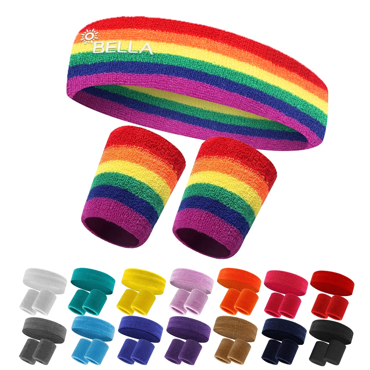 Sweatband Sports Headband Wristband Set 10