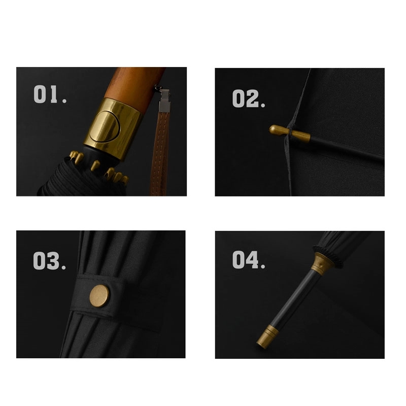 Custom 16-bone Umbrella with wood handle 8