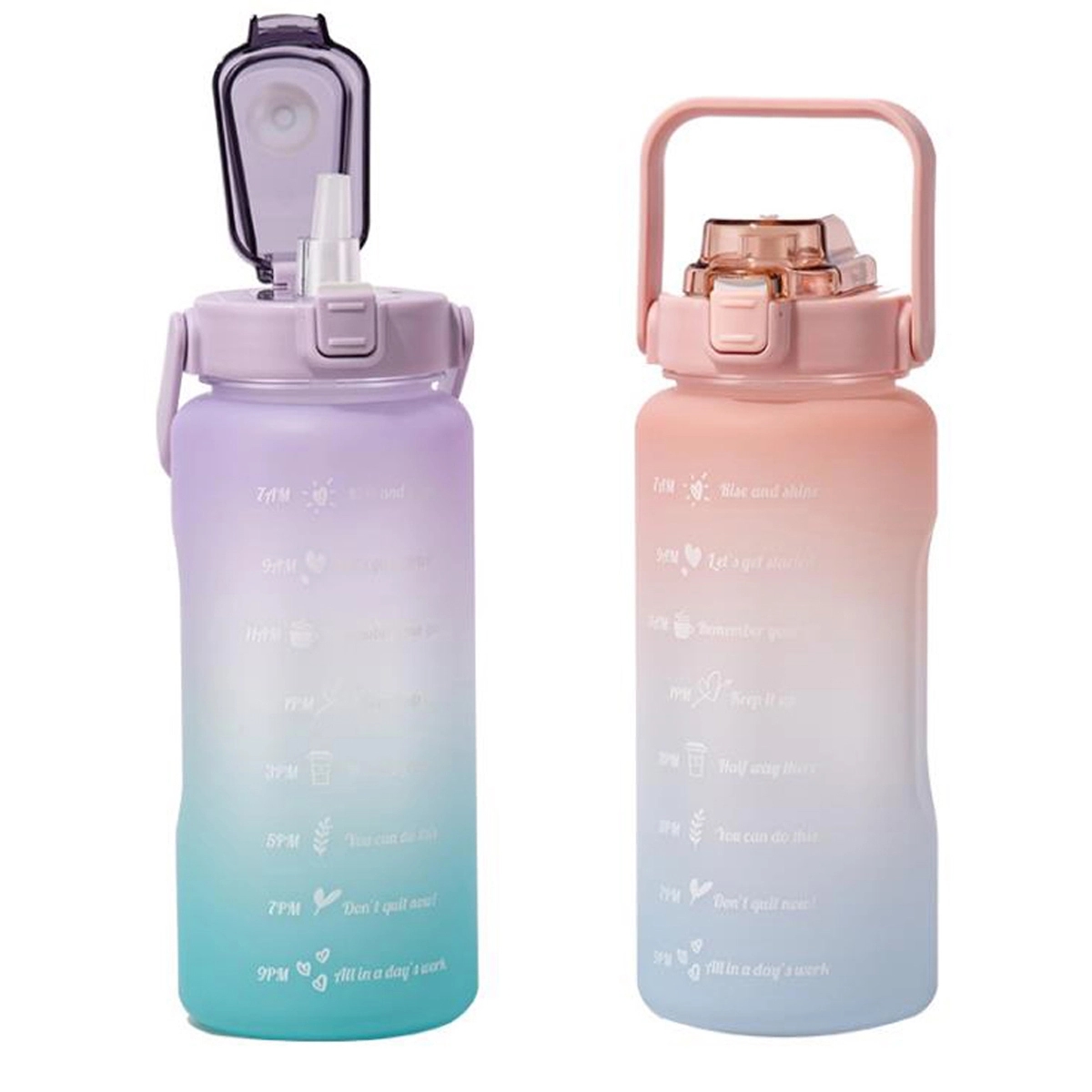 Water Bottle with Straw with Motivational Time Marker 1